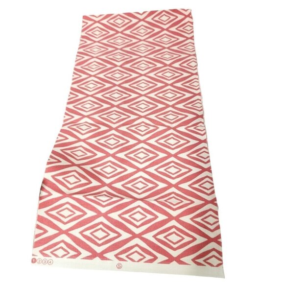 Mid-Century Modern Geometric Diamond Pattern Fabric Coral & White 45x11 inch - Picture 3 of 5
